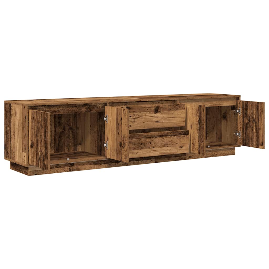 TV-Møbel Gammelt Tre TV-benk med LED-lys 193,5x41x50 cm