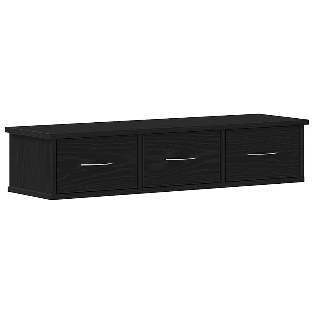 Veggskap svart eik 88x26x18,5 cm konstruert tre