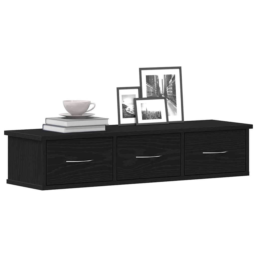 Veggskap svart eik 88x26x18,5 cm konstruert tre