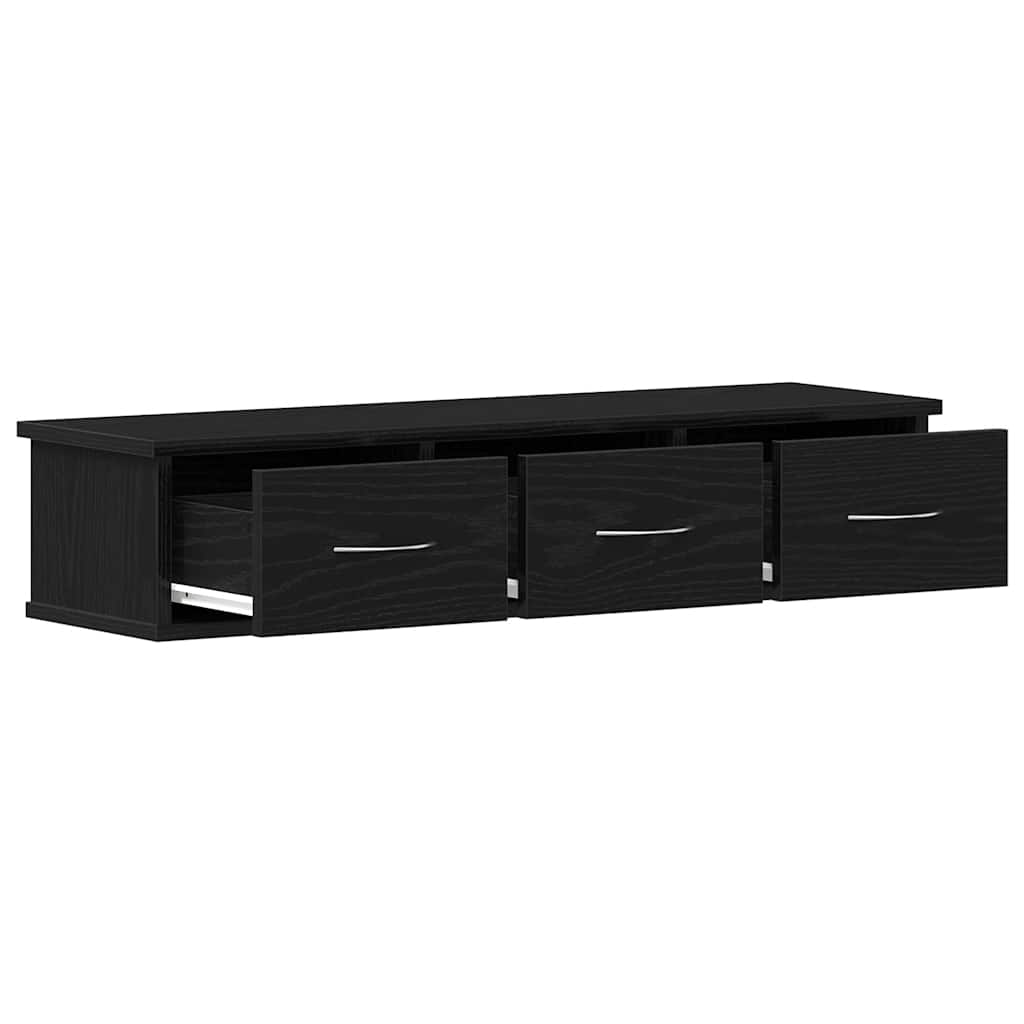 Veggskap svart eik 88x26x18,5 cm konstruert tre