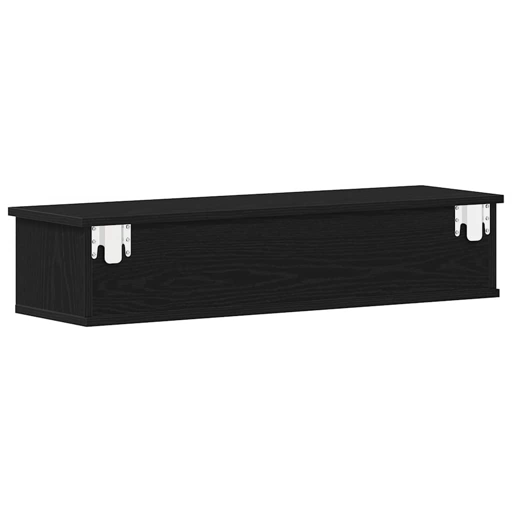 Veggskap svart eik 88x26x18,5 cm konstruert tre