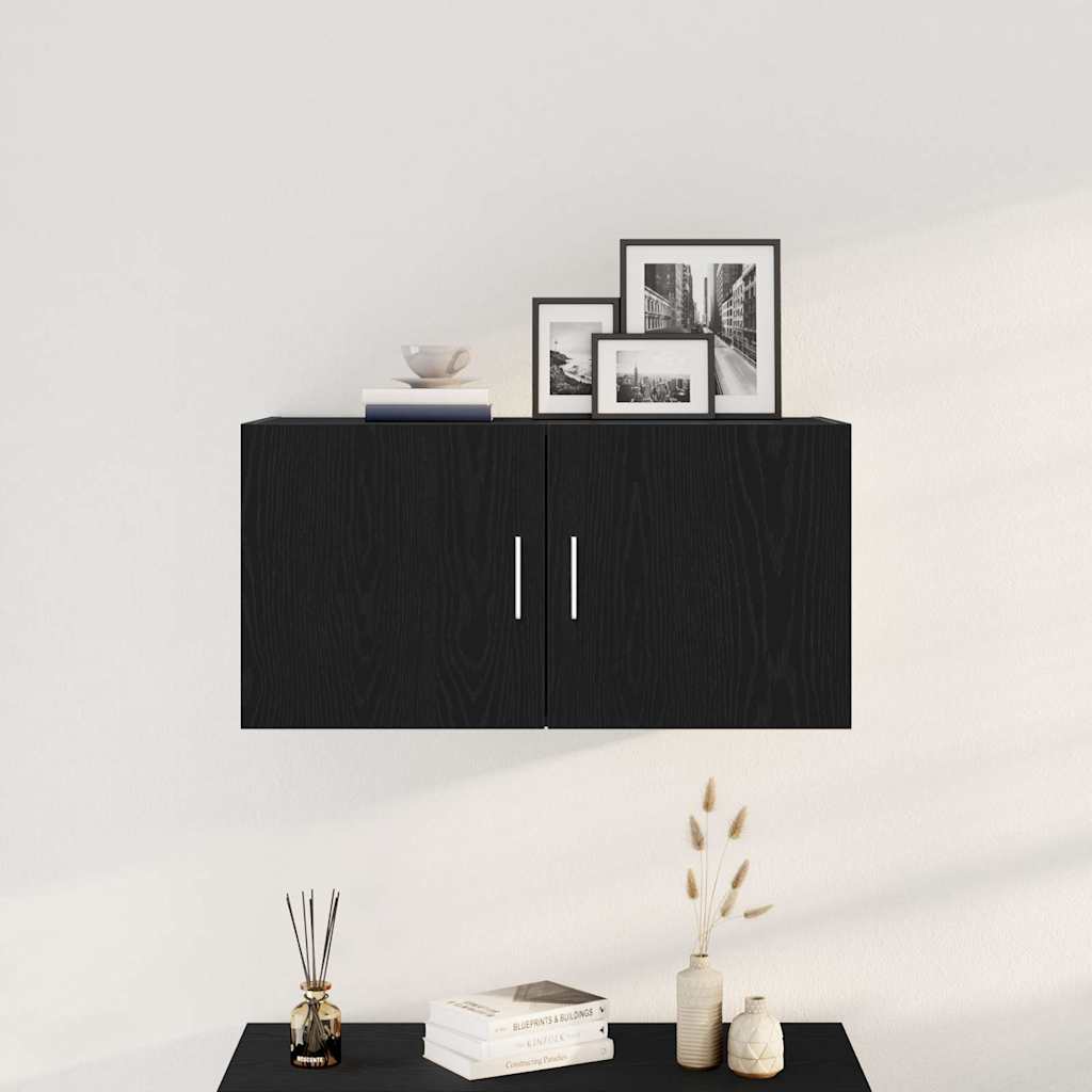 Veggskap svart eik 80x39x40 cm konstruert tre