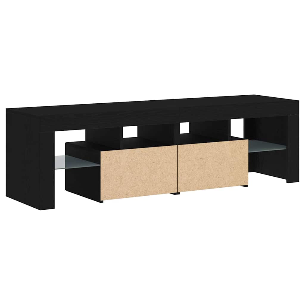 TV-Møbel Svart Eik TV-benk med LED-lys 140x36,5x40 cm