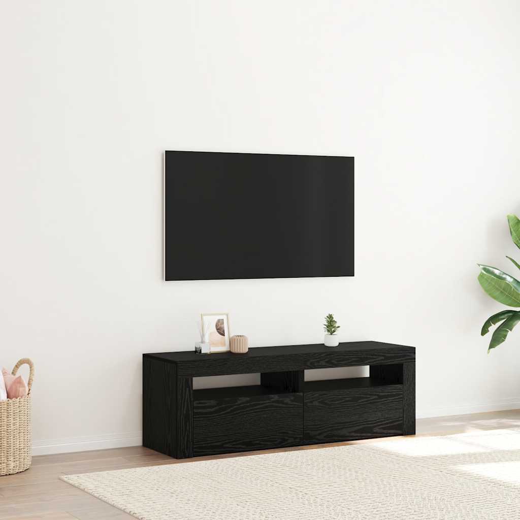 TV-Møbel Svart Eik TV-benk med LED-lys 120x35x40 cm