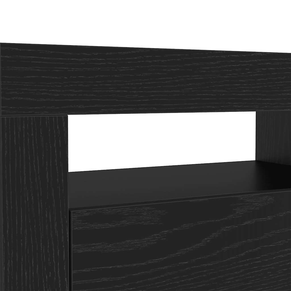 TV-Møbel Svart Eik TV-benk med LED-lys 120x35x40 cm