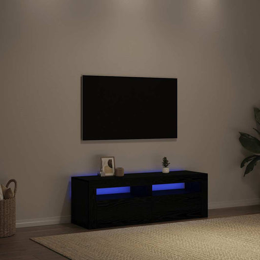 TV-Møbel Svart Eik TV-benk med LED-lys 120x35x40 cm