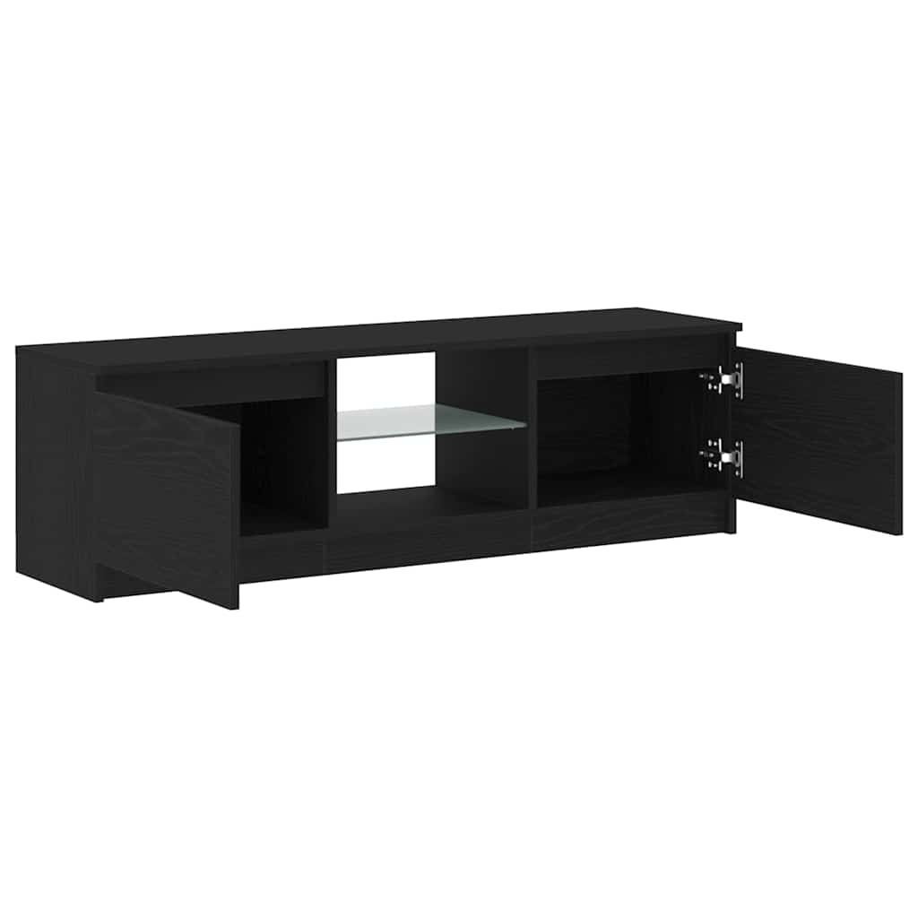 TV-Møbel Svart Eik TV-benk med LED-lys 120x30x36 cm