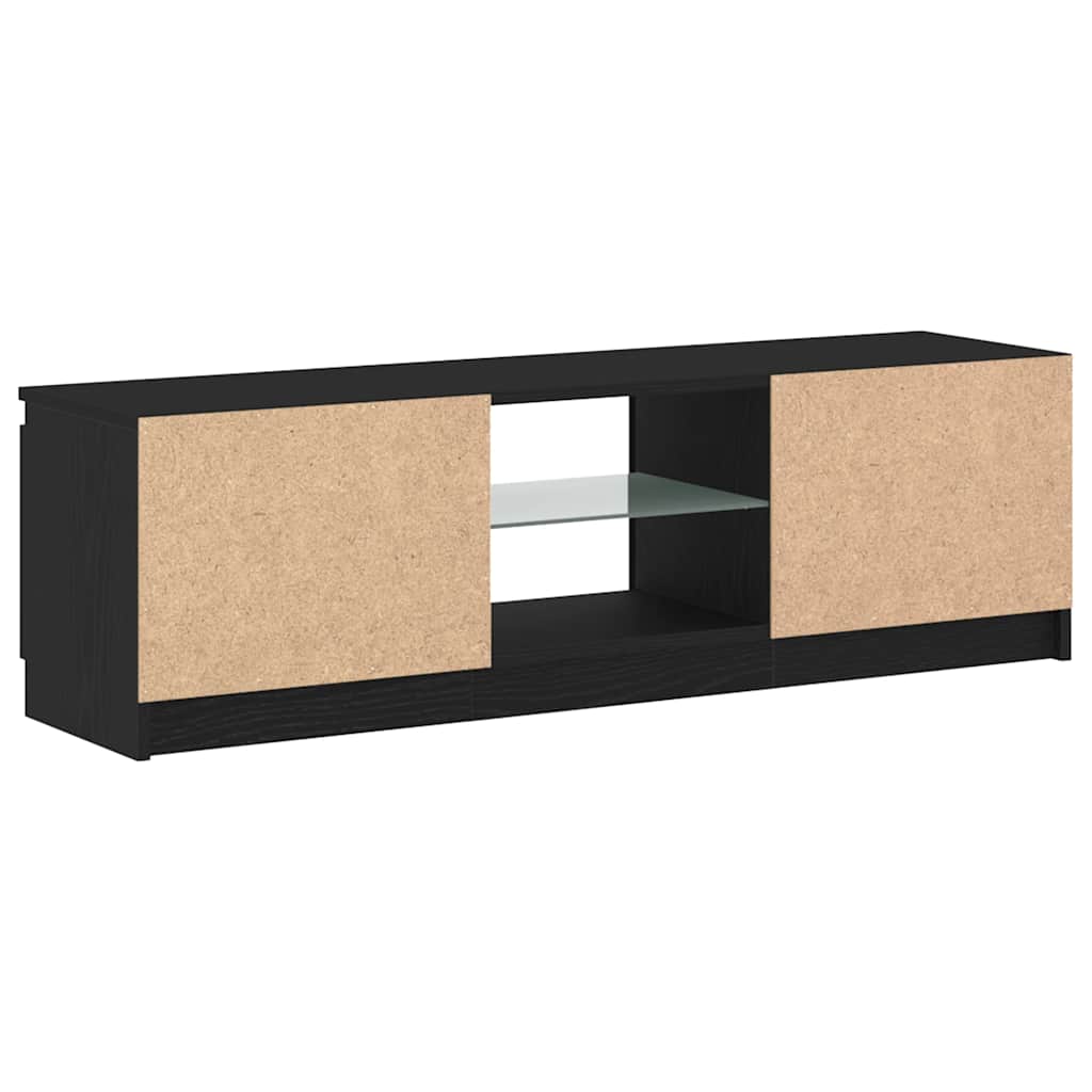 TV-Møbel Svart Eik TV-benk med LED-lys 120x30x36 cm