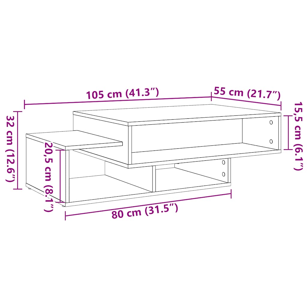 Salongbord Sofabord Svart Eik 105x55x32 cm