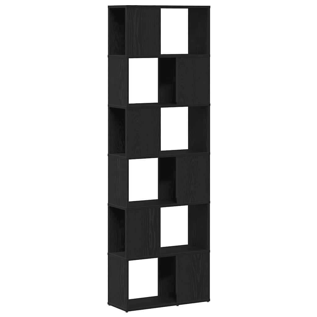 Bokhylle Svart Romdeler Eik 60x24x186 cm