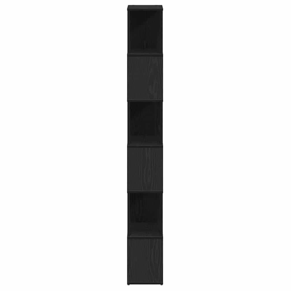 Bokhylle Svart Romdeler Eik 60x24x186 cm