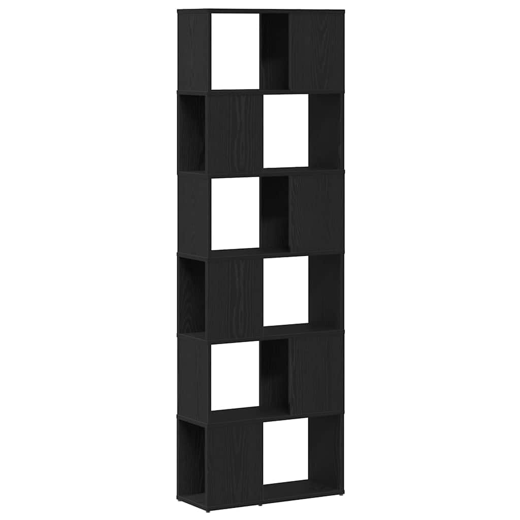 Bokhylle Svart Romdeler Eik 60x24x186 cm