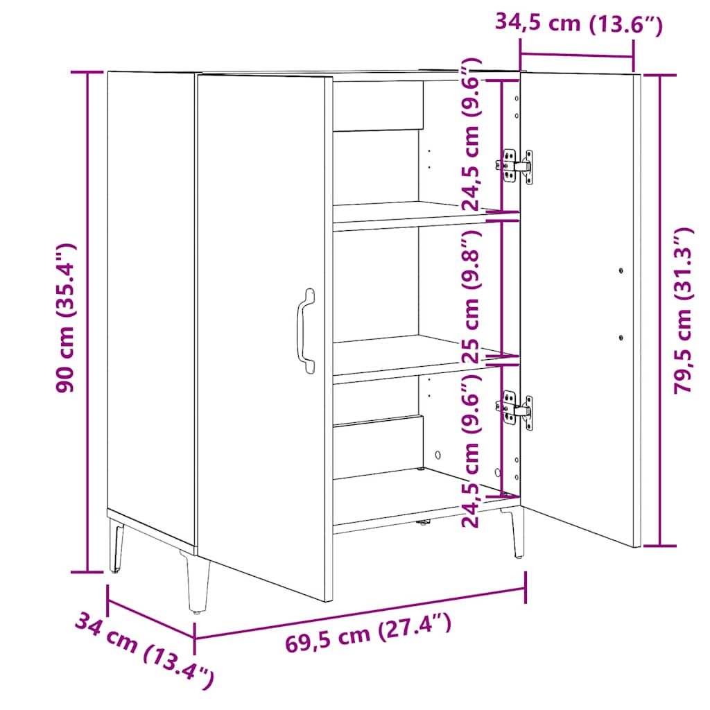 Skjenk Svart Eik 69,5x34x90 cm