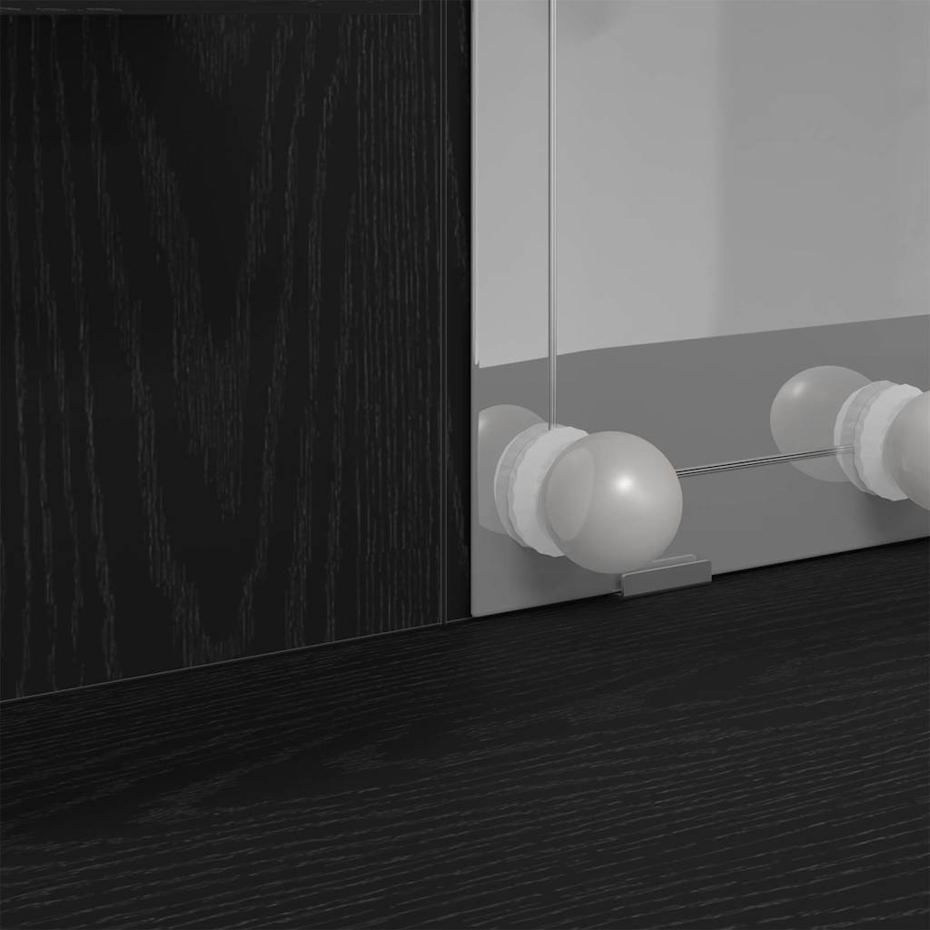 Smykkebord med LED-lamper svart eik 96x40x142 cm