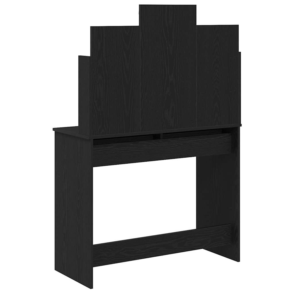 Smykkebord med LED-lamper svart eik 96x40x142 cm