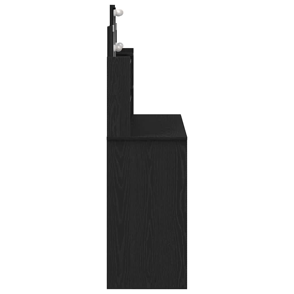 Smykkebord med LED-lamper svart eik 96x40x142 cm