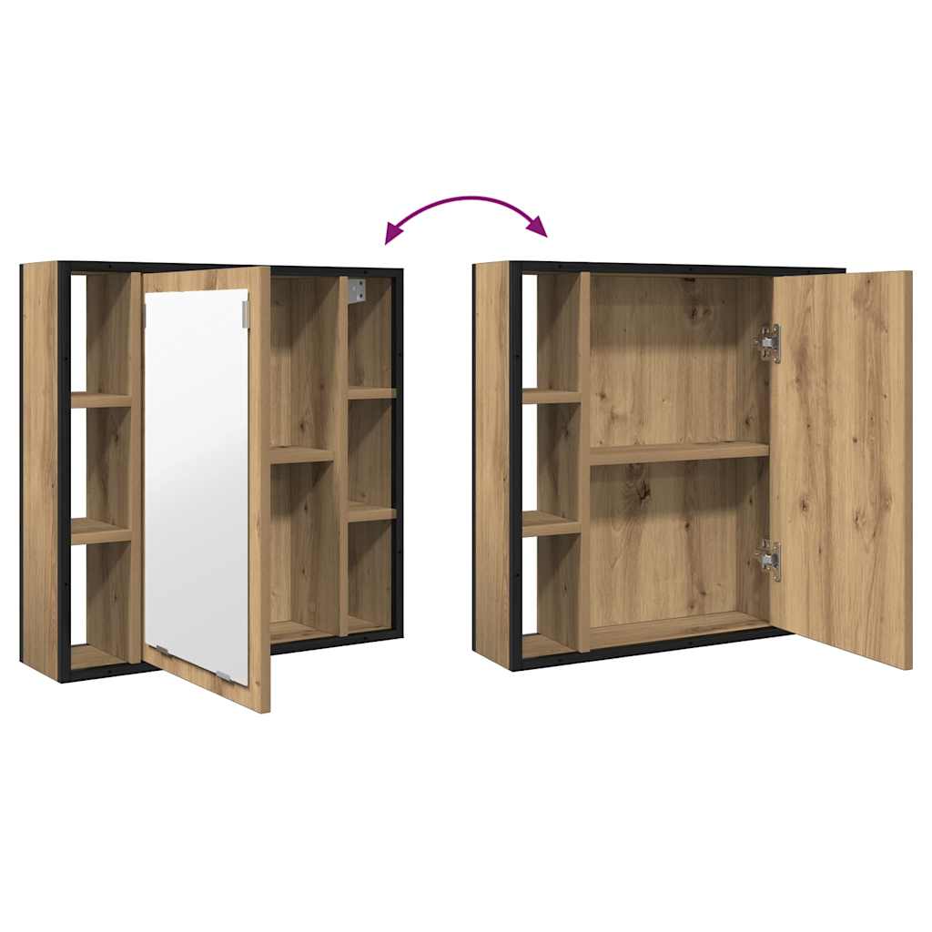 Baderomsskap med speil artisan eik 60x16x60 cm konstruert tre