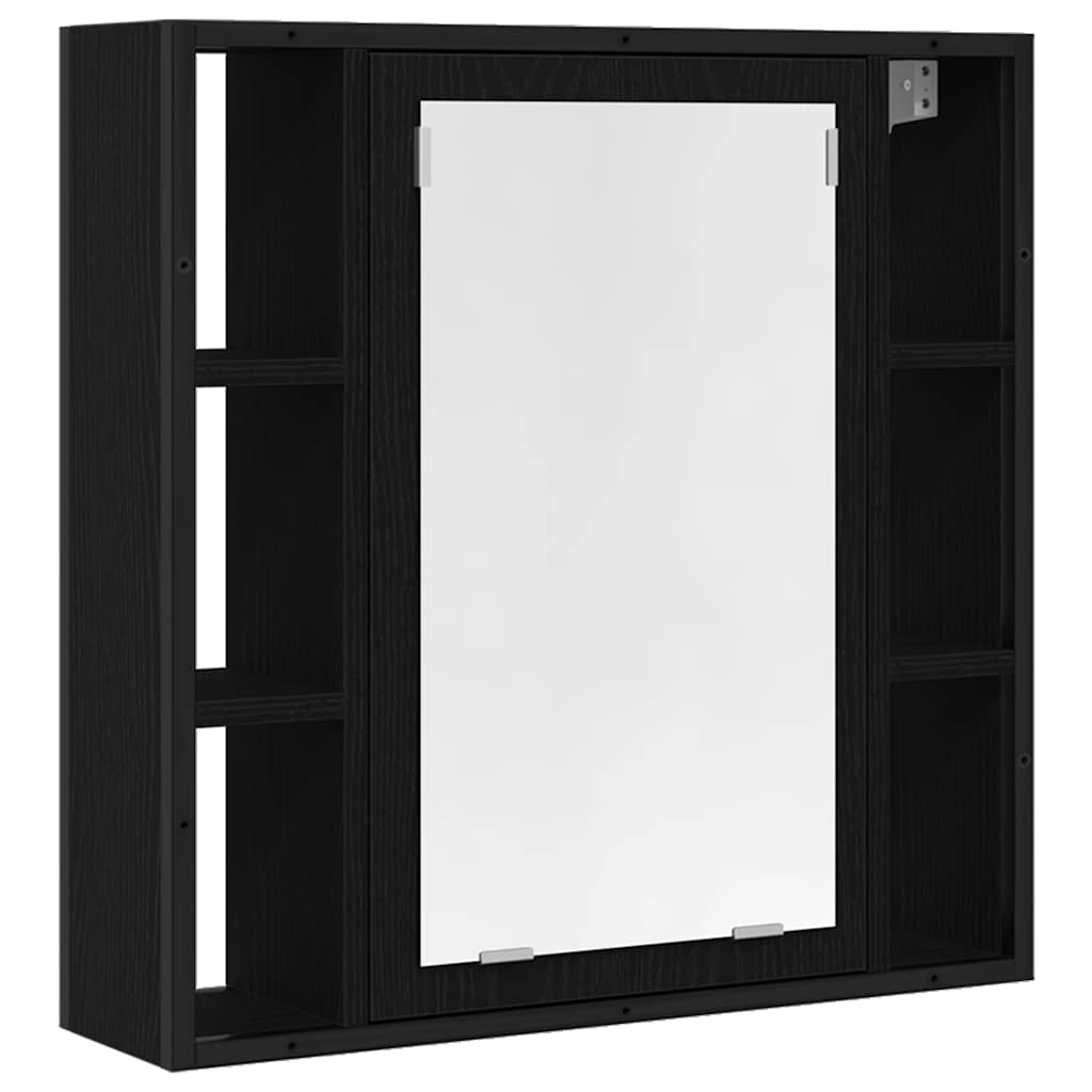Baderomsskap med speil svart eik 60x16x60 cm konstruert tre