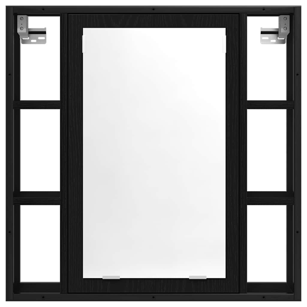 Baderomsskap med speil svart eik 60x16x60 cm konstruert tre