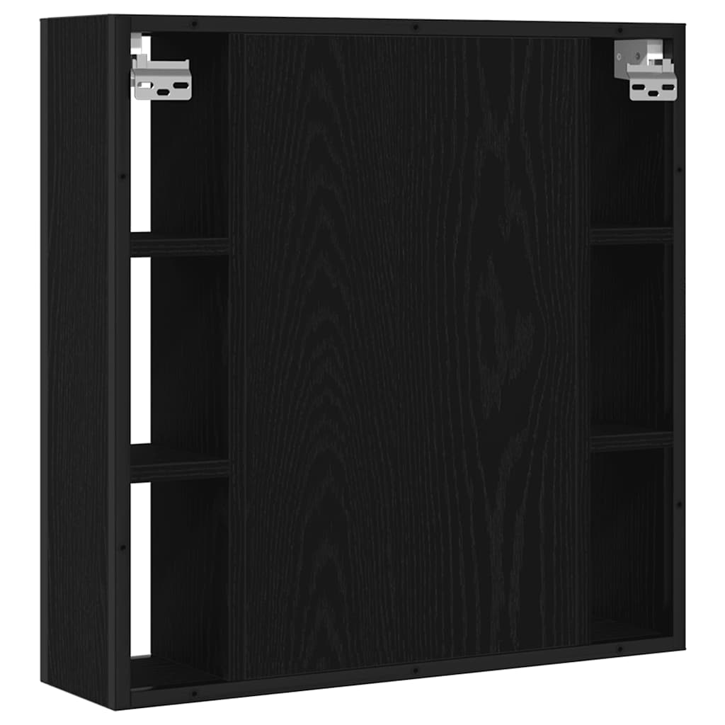 Baderomsskap med speil svart eik 60x16x60 cm konstruert tre