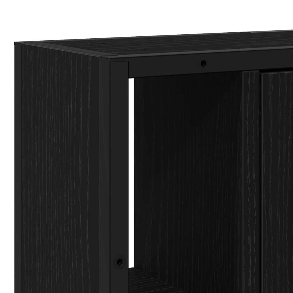 Baderomsskap med speil svart eik 60x16x60 cm konstruert tre
