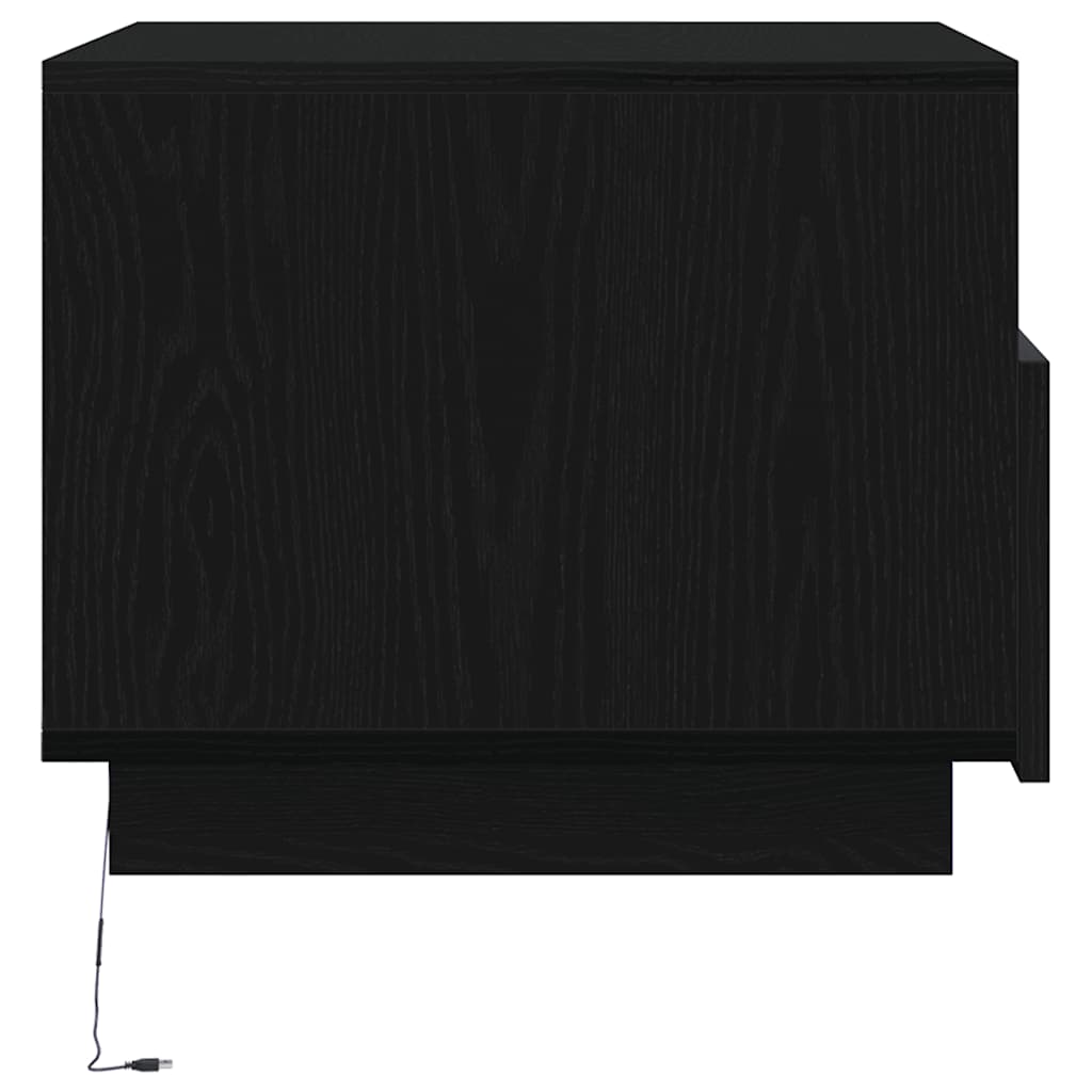 Salongbord Sofabord Svart med LED-lys Eik 50x49x40 cm