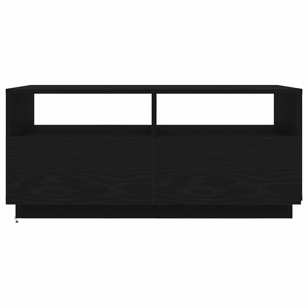Salongbord Sofabord Svart med LED-lys Eik 90x49x40 cm