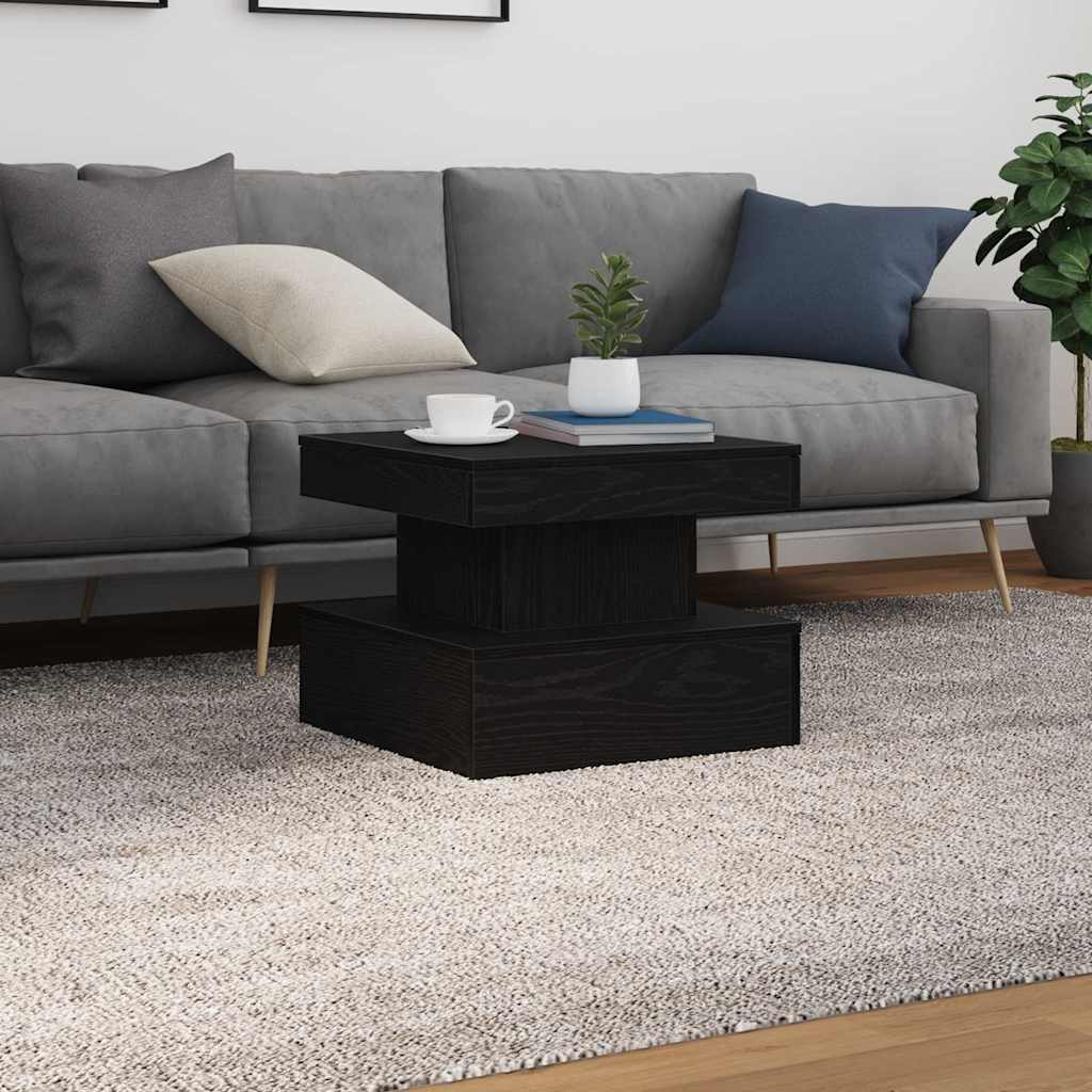 Salongbord Sofabord Svart med LED-lys 50x50x40 cm