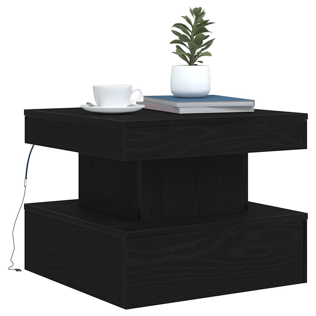 Salongbord Sofabord Svart med LED-lys 50x50x40 cm