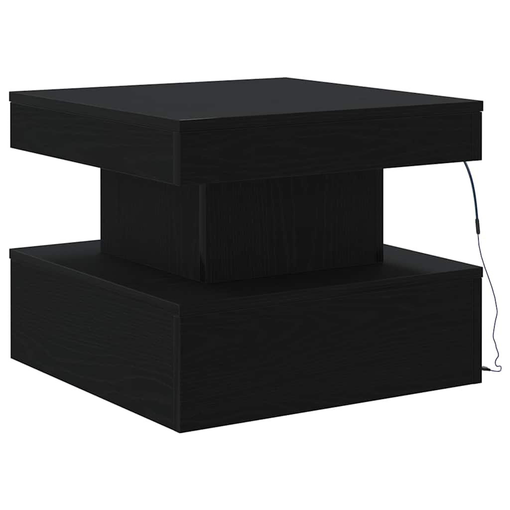 Salongbord Sofabord Svart med LED-lys 50x50x40 cm
