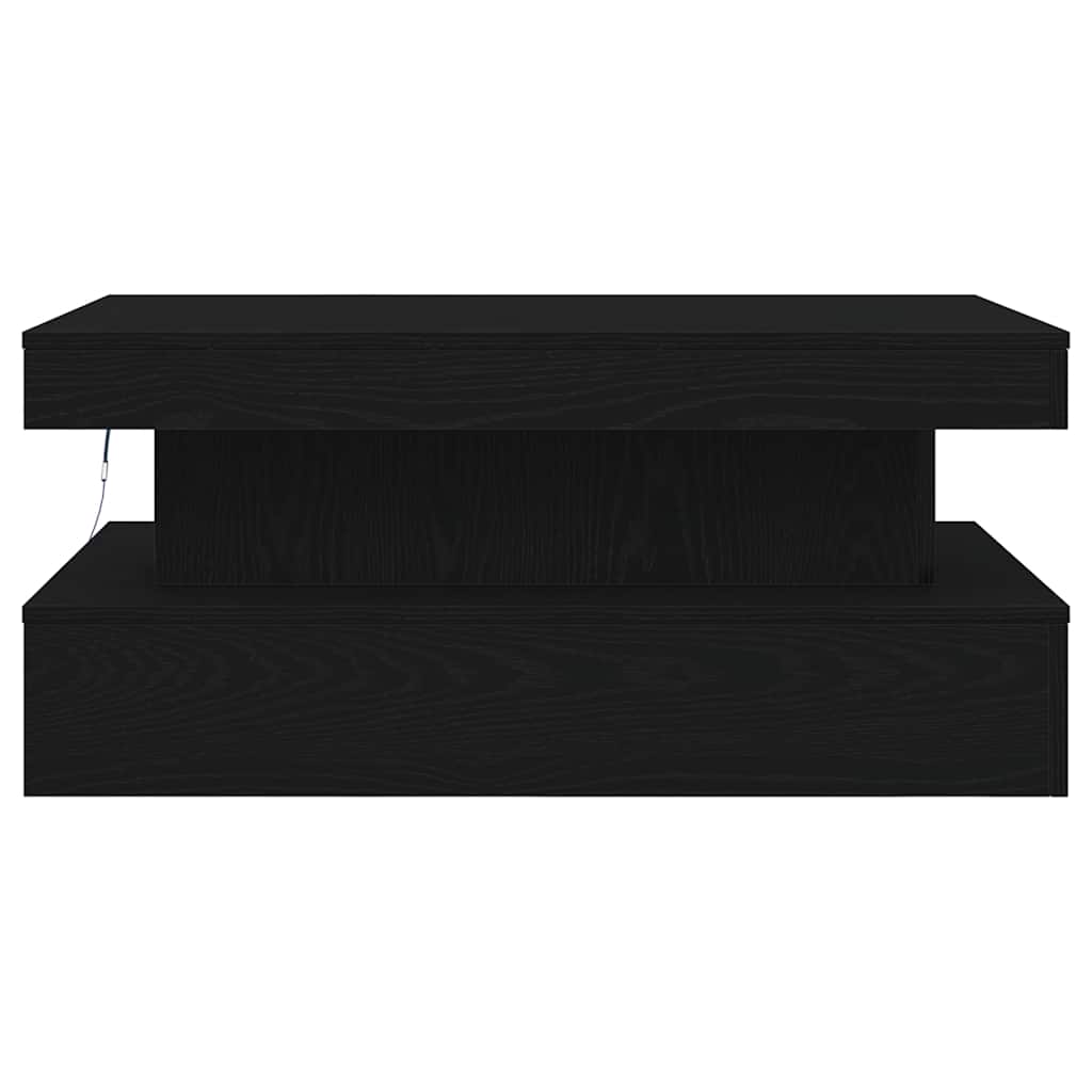 Salongbord Sofabord Svart med LED-lys Eik 90x50x40 cm