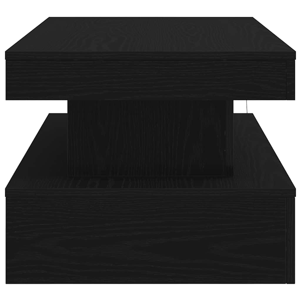 Salongbord Sofabord Svart med LED-lys Eik 90x50x40 cm