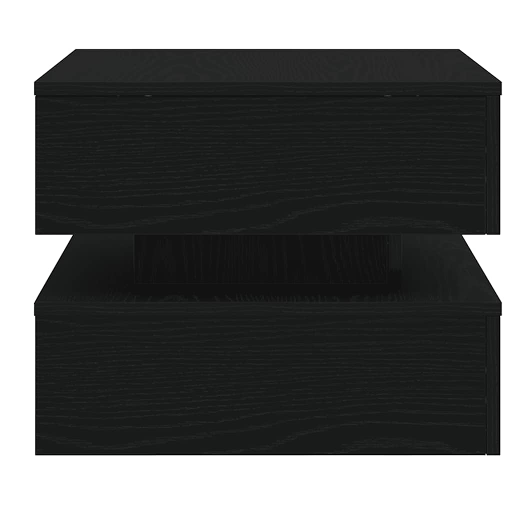 Salongbord Sofabord Svart med LED-lys Eik 50x50x40 cm