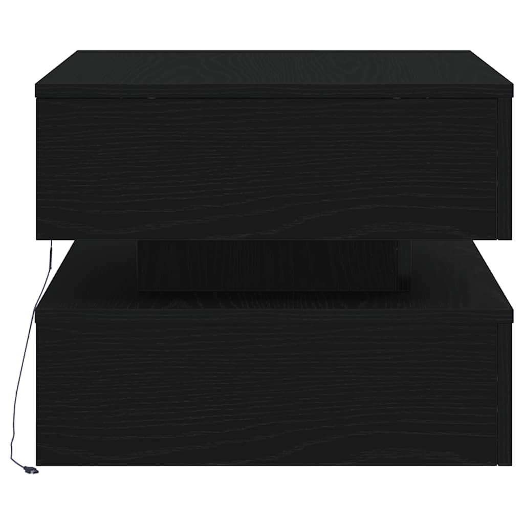 Salongbord Sofabord Svart med LED-lys Eik 50x50x40 cm