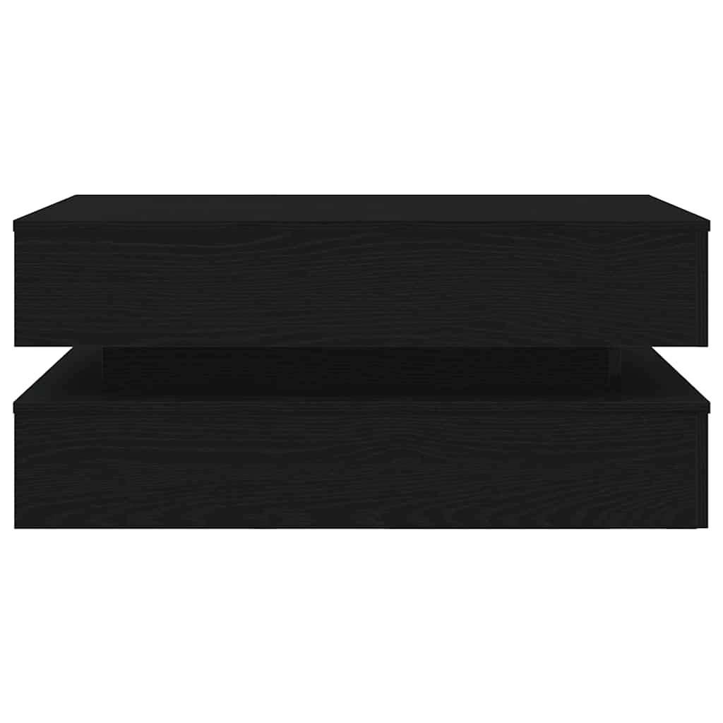 Salongbord Sofabord Svart med LED-lys Eik 90x50x40 cm
