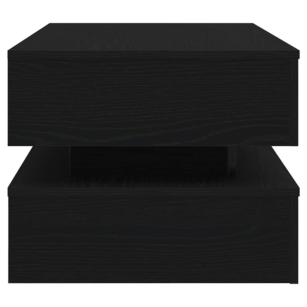 Salongbord Sofabord Svart med LED-lys Eik 90x50x40 cm