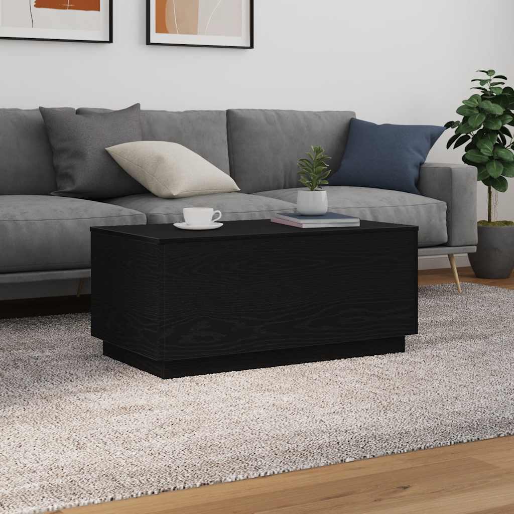 Salongbord Sofabord Svart med LED-lys 90x50x40 cm