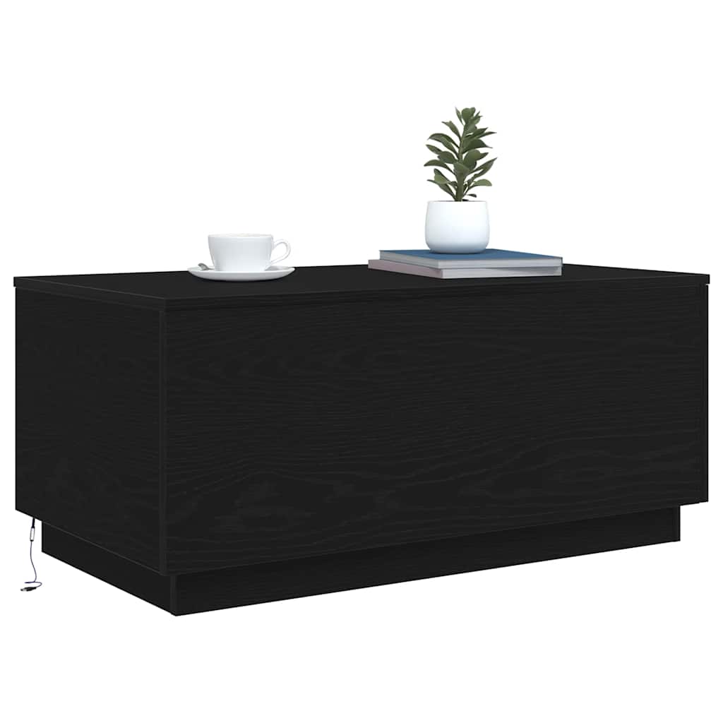 Salongbord Sofabord Svart med LED-lys 90x50x40 cm