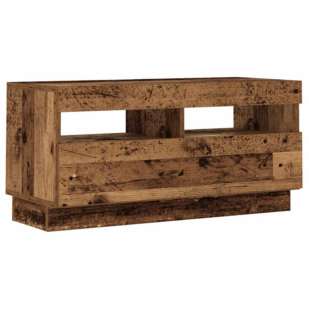 TV-Møbel Gammelt Tre TV-benk med LED-lys 180x35x40 cm