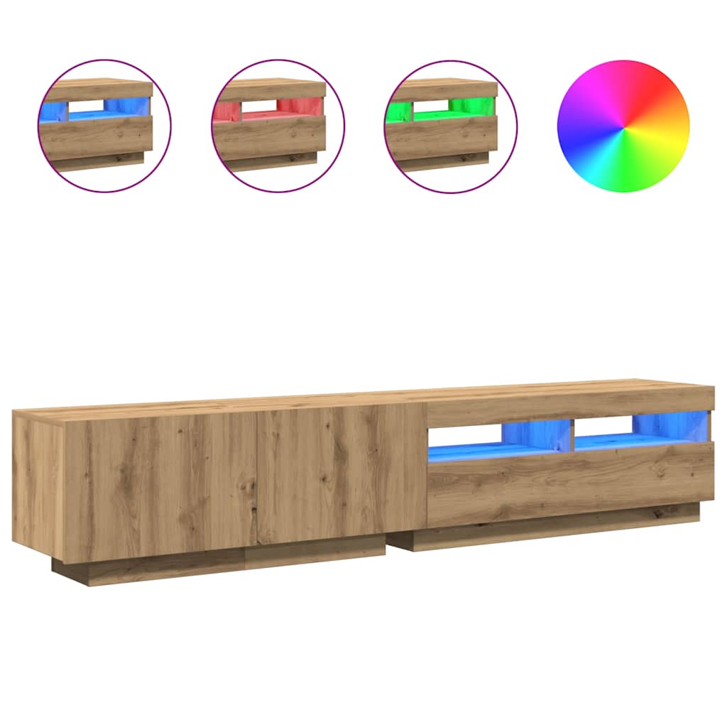 TV-Møbel Artisan Eik TV-benk med LED-lys 200x35x40 cm