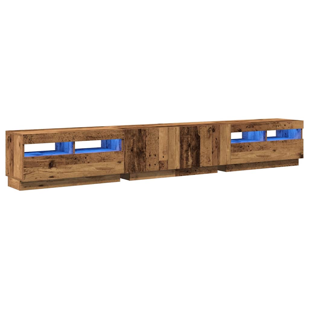 TV-Møbel Gammelt Tre TV-benk med LED-lys 260x35x40 cm