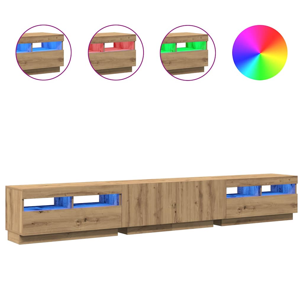 TV-Møbel Artisan Eik TV-benk med LED-lys 260x35x40 cm