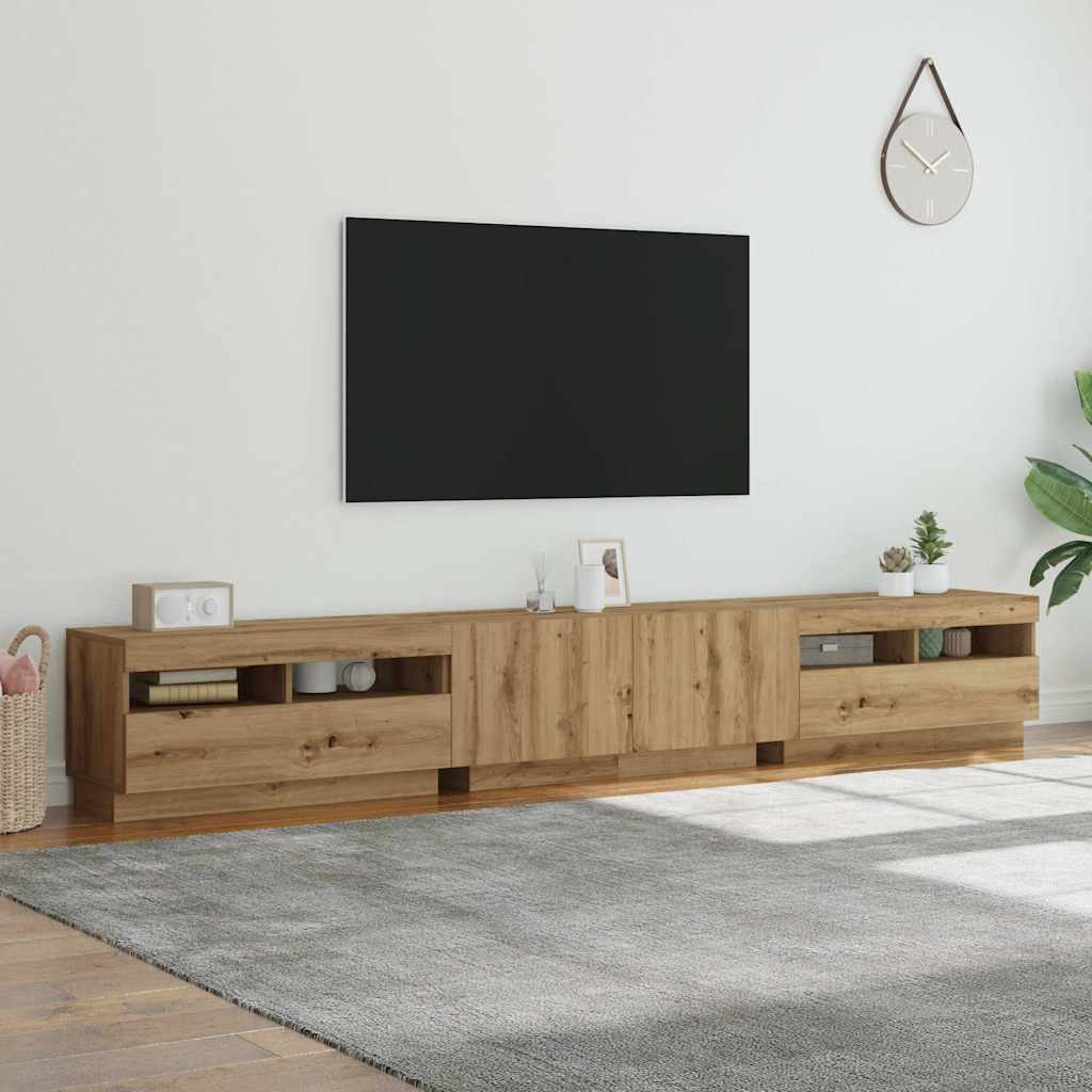 TV-Møbel Artisan Eik TV-benk med LED-lys 260x35x40 cm