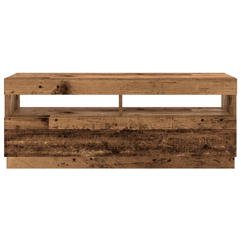 TV-Møbel Gammelt Tre TV-benk med LED-lys 300x35x40 cm