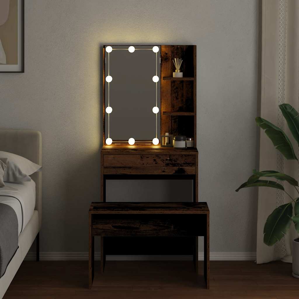 Sminkebord Gammelt Tre Sett LED