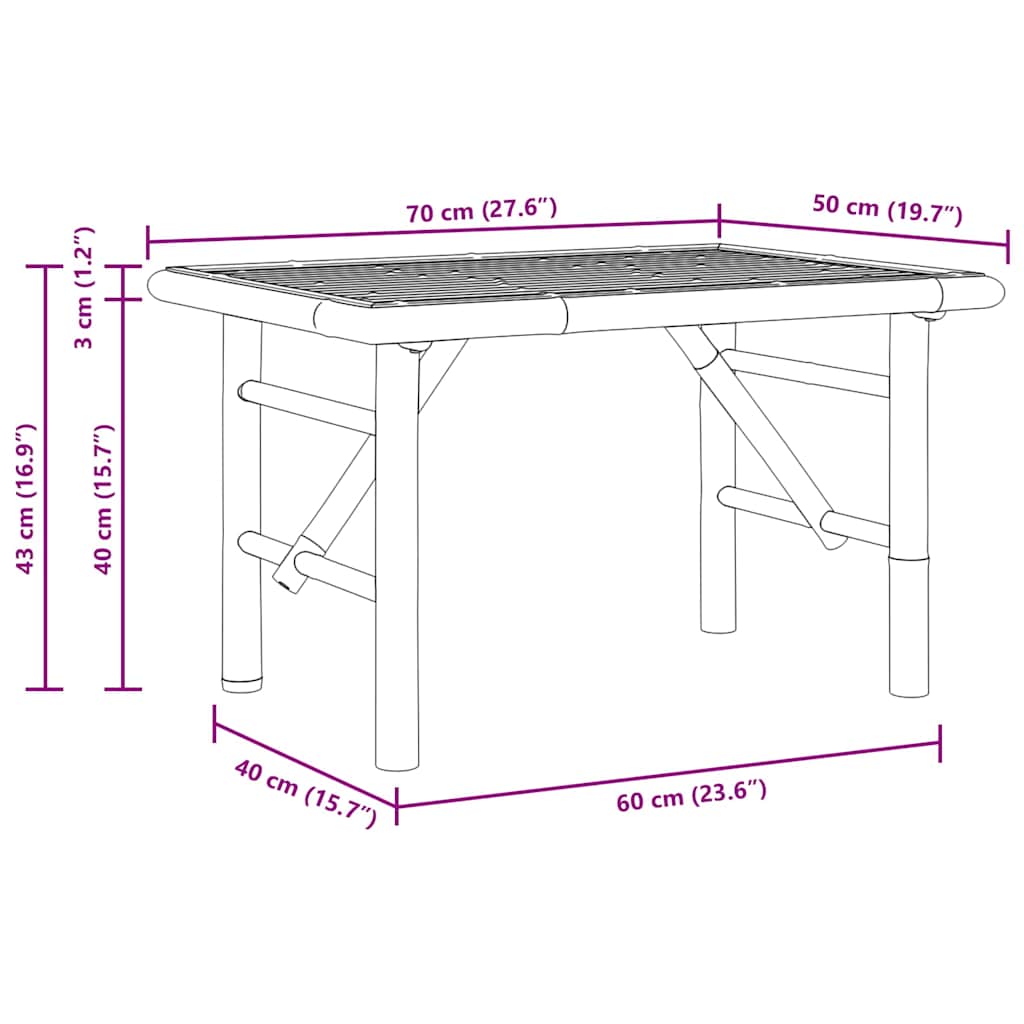 Salongbord Sofabord Brun 70 x 40 x 36 cm Bambus