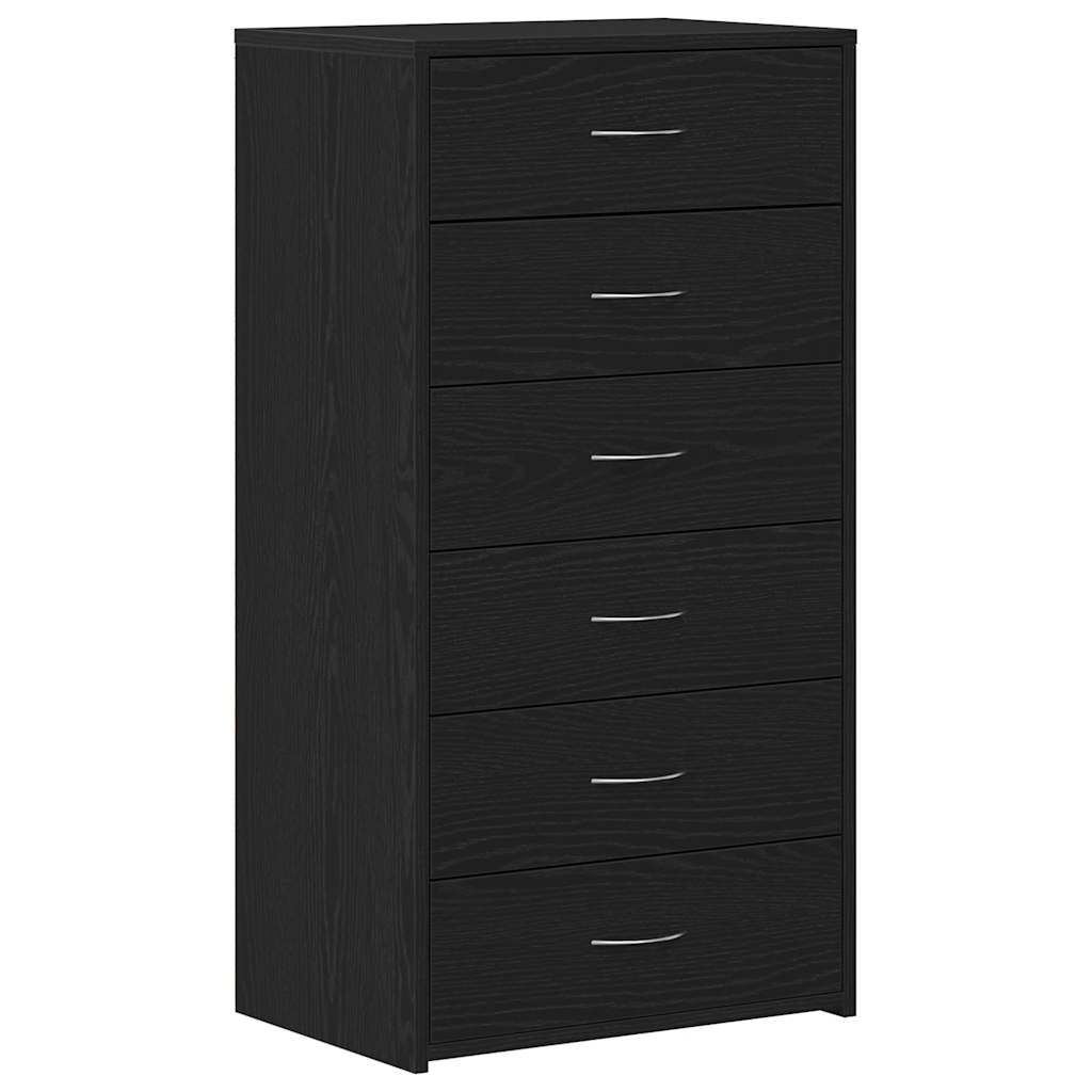 Kommode Svart Eik med 6 skuffer 50x34x96 cm