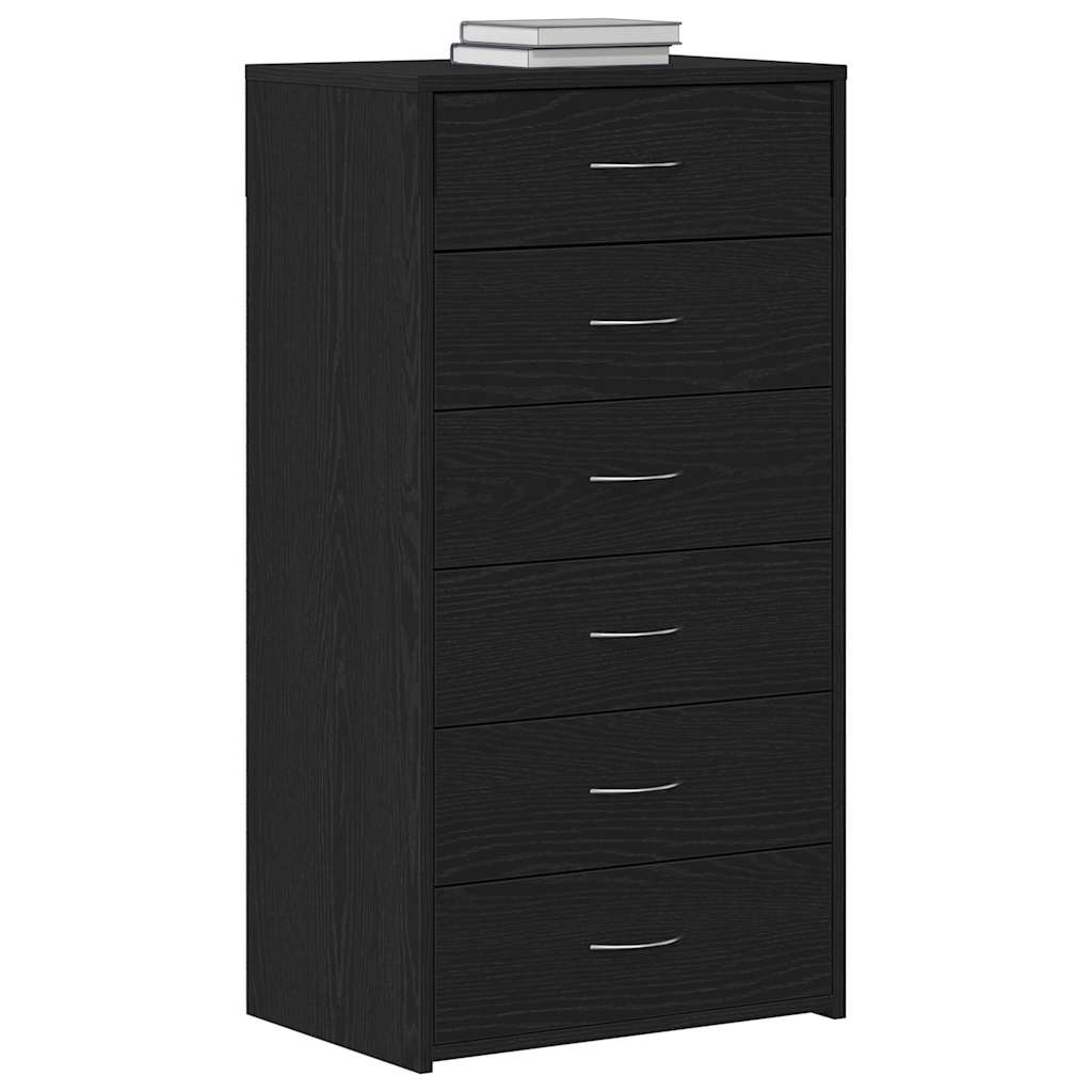 Kommode Svart Eik med 6 skuffer 50x34x96 cm
