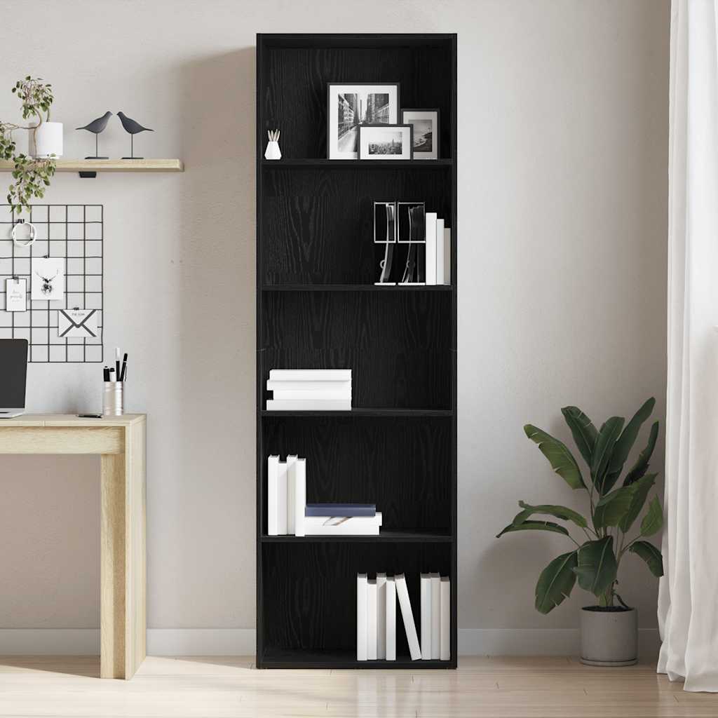 Bokhylle Svart Eik 60x30x189 cm