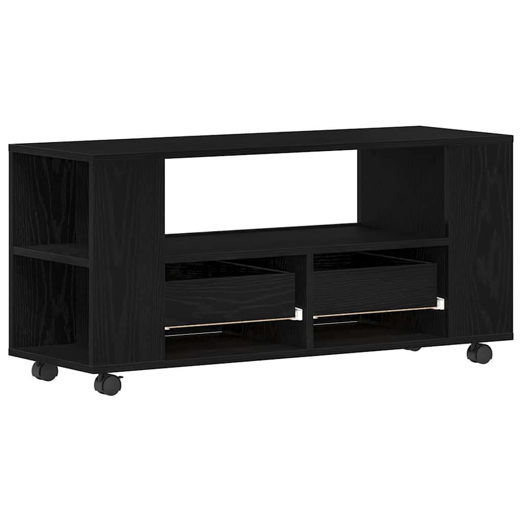 TV-Møbel Svart Eik TV-benk med hjul 102x34,5x43 cm